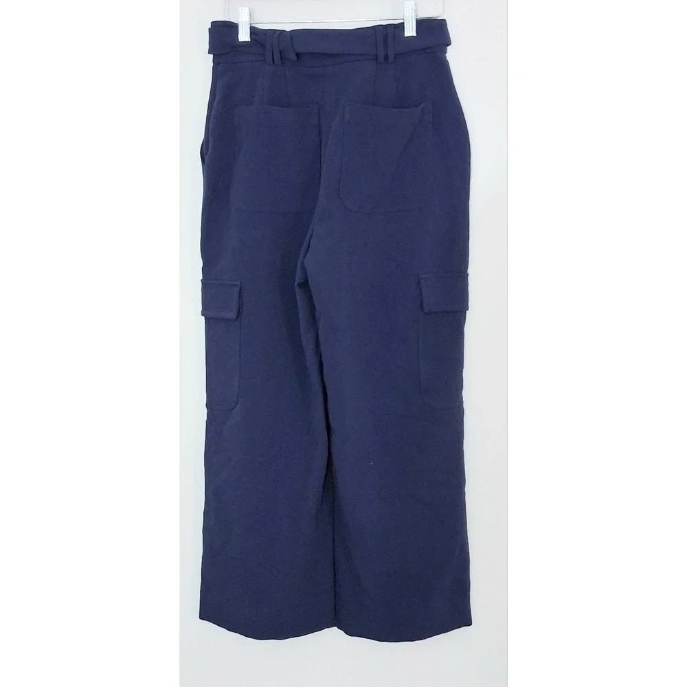 Express Women's Wide Leg Cargo Pants in Navy Blue